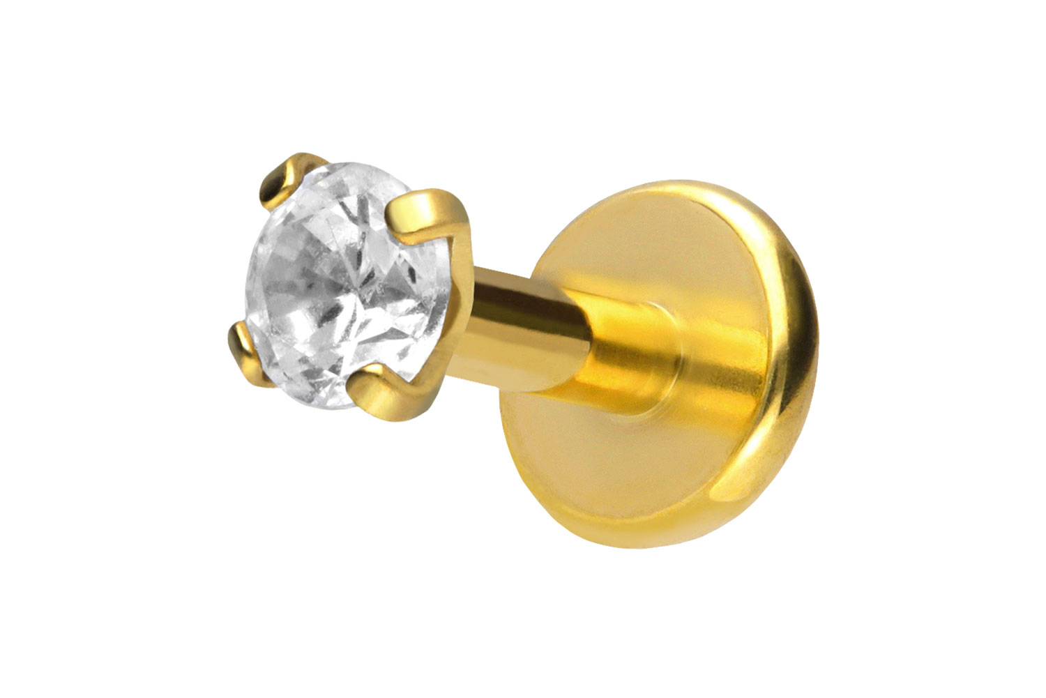 Titan Labret Piercing mit Push Fit EINGEFASSTER KRISTALL